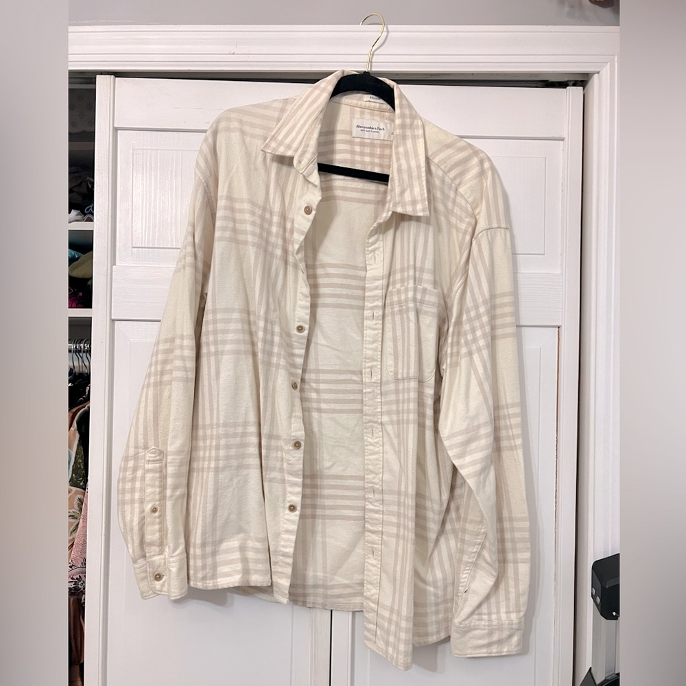 Abercrombie & Fitch relaxed fit neutral plaid button down